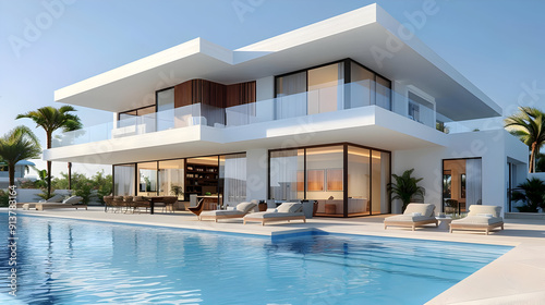 Modern Villa with Swimming Pool - 3D Render