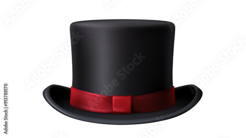 Cylinder black top hat isolated on transparent Background