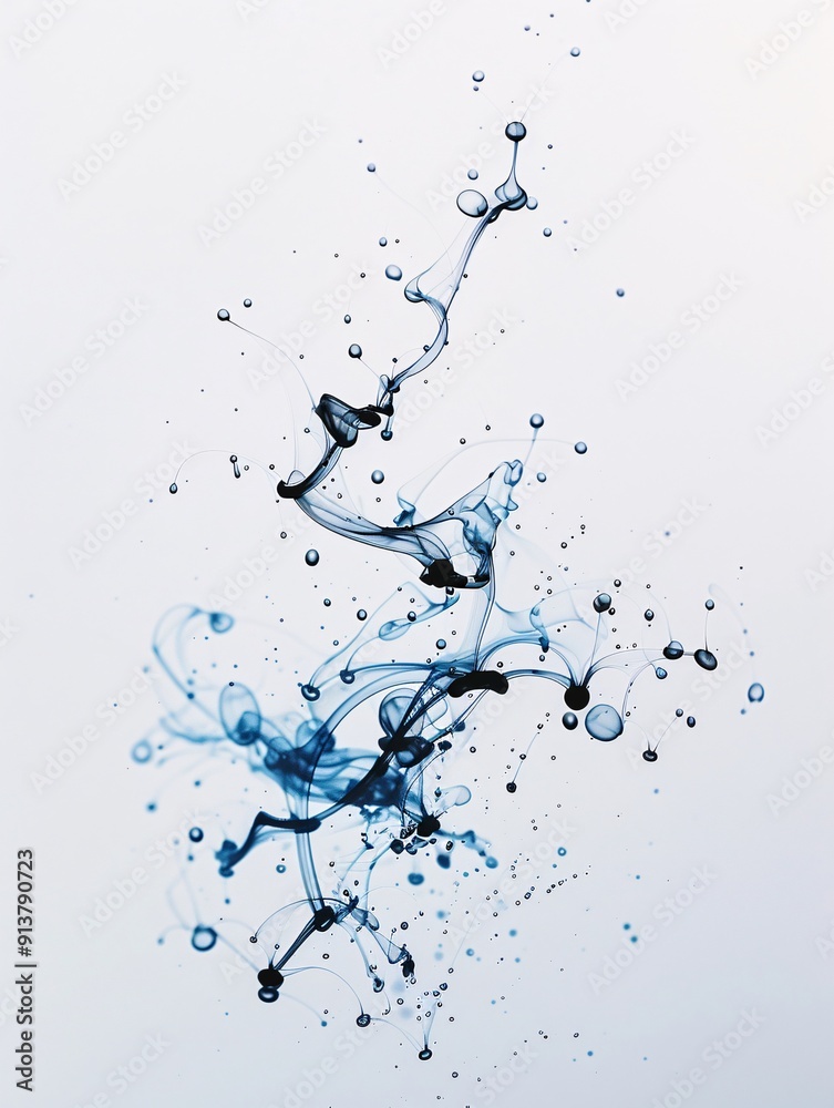 Naklejka premium Ink spreading in water creating tree-like patterns, organic shapes, artistic and fluid. ,