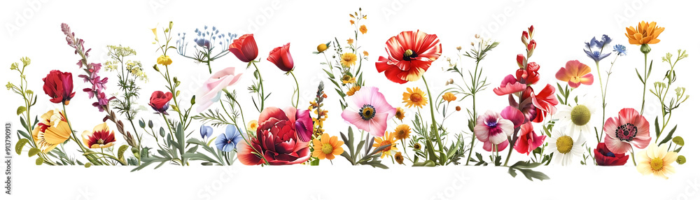 A Colorful Bouquet of Flowers Blooming with a Transparent Background A Colorful Bouquet of Flowers Blooming with a Transparent Background