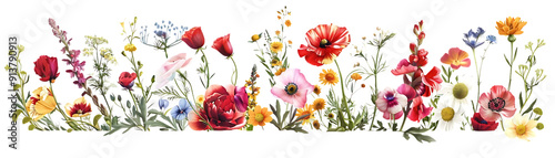 A Colorful Bouquet of Flowers Blooming with a Transparent Background