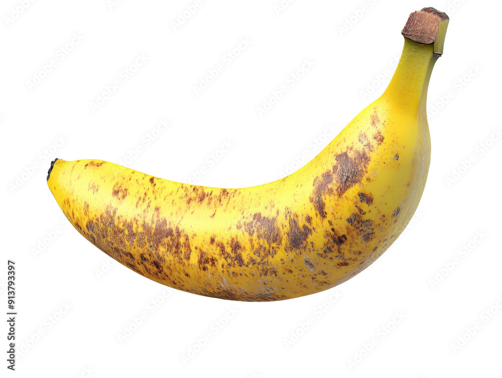 A perfectly ripe banana with distinct yellow color and brown spots, ideal for healthy eating, smoothies, and dessert recipes. A perfectly ripe banana with distinct yellow color and brown spots, ideal for healthy eating, smoothies, and dessert recipes.