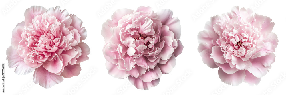 Set of A delicate pink peony flower with intricate petal details isolated on transparent background (3) Set of A delicate pink peony flower with intricate petal details isolated on transparent background (3)