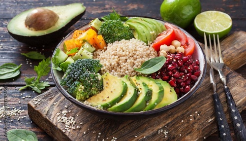 Colorful Veggie Buddha Bowl with Quinoa and Avocado