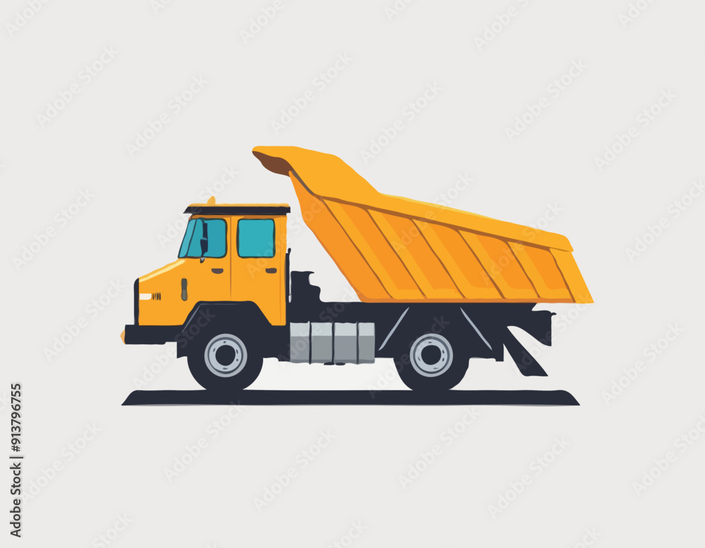 Big construction mining dump truck icon. Black silhouette. Side view. Vector simple flat graphic illustration. Isolated object on a white background Big construction mining dump truck icon. Black silhouette. Side view. Vector simple flat graphic illustration. Isolated object on a white background