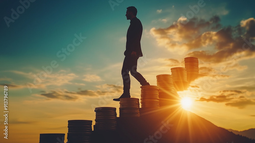 Silhouette of businessman c...