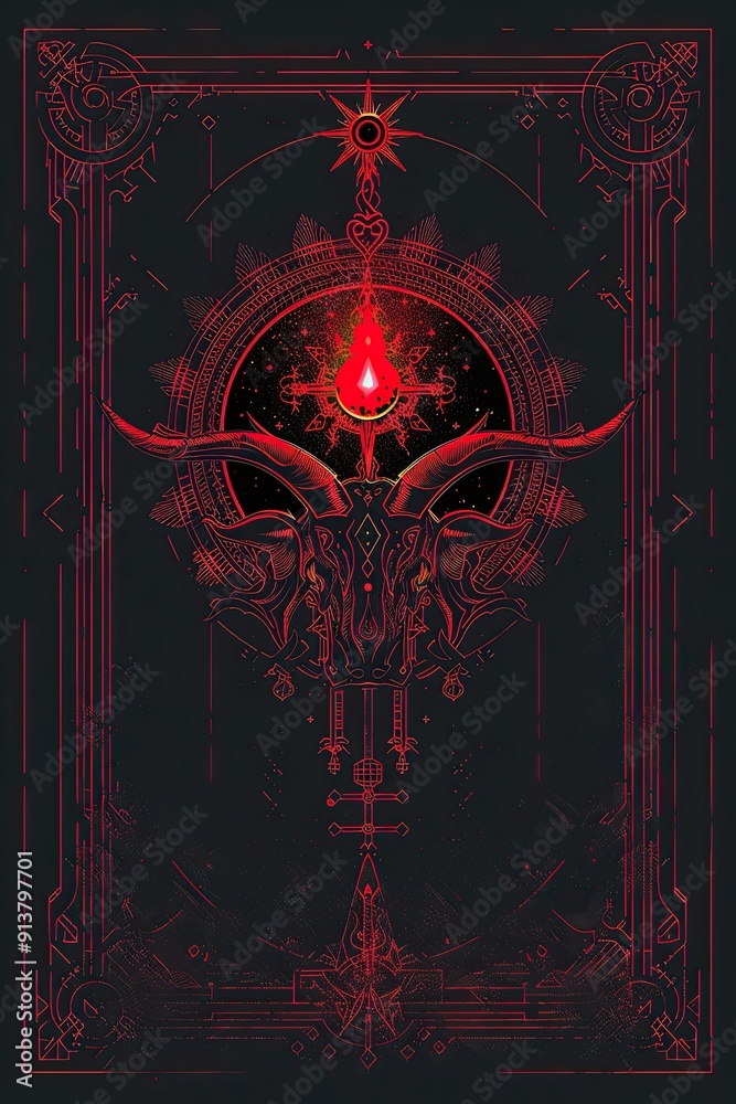Fototapeta premium Insignia Mark of Dark Mystery and Hidden Metaphor: A Supernatural Spiritual Background with Celestial Sign and Enigmatic Emblem Reflecting Dark Emotions