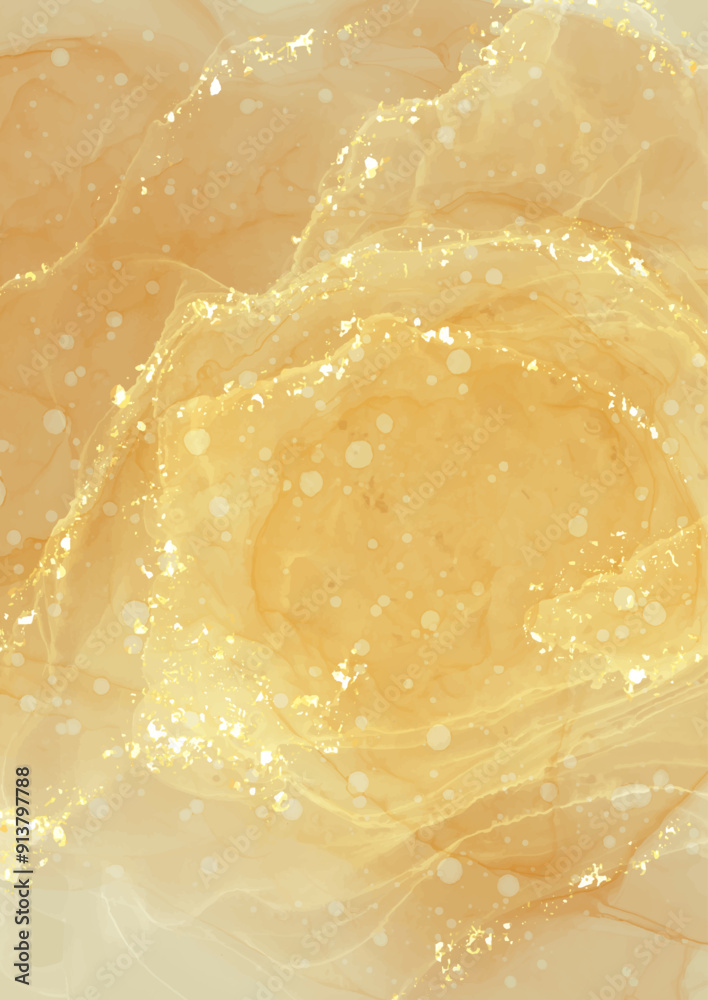 Obraz premium abstract hand painted gold alcohol ink background with glitter 