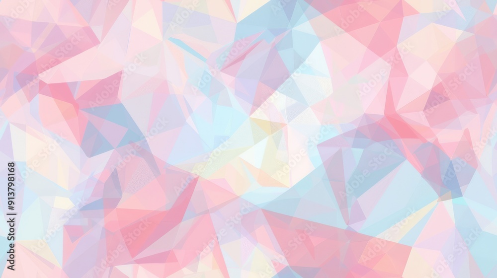 This image features an abstract pattern made up of overlapping triangles in pastel pink and blue. The shapes are blurred and soft, creating a dream-like and ethereal effect. The colors are muted and g This image features an abstract pattern made up of overlapping triangles in pastel pink and blue. The shapes are blurred and soft, creating a dream-like and ethereal effect. The colors are muted and g
