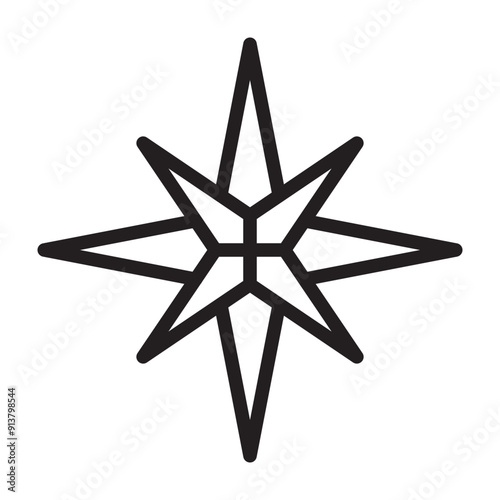 North Star Vector Line Icon Design