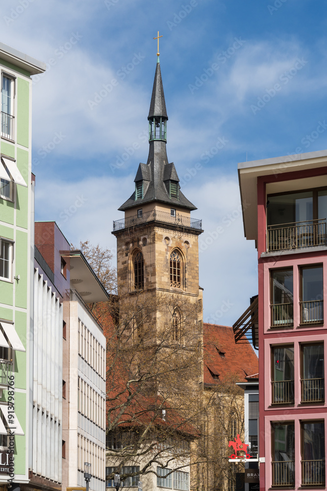 The clock tower of the SPD Stuttgarter Rathaus, Marktplatz in Stuttgart, Stuttgart’s city hall tower The clock tower of the SPD Stuttgarter Rathaus, Marktplatz in Stuttgart, Stuttgart’s city hall tower