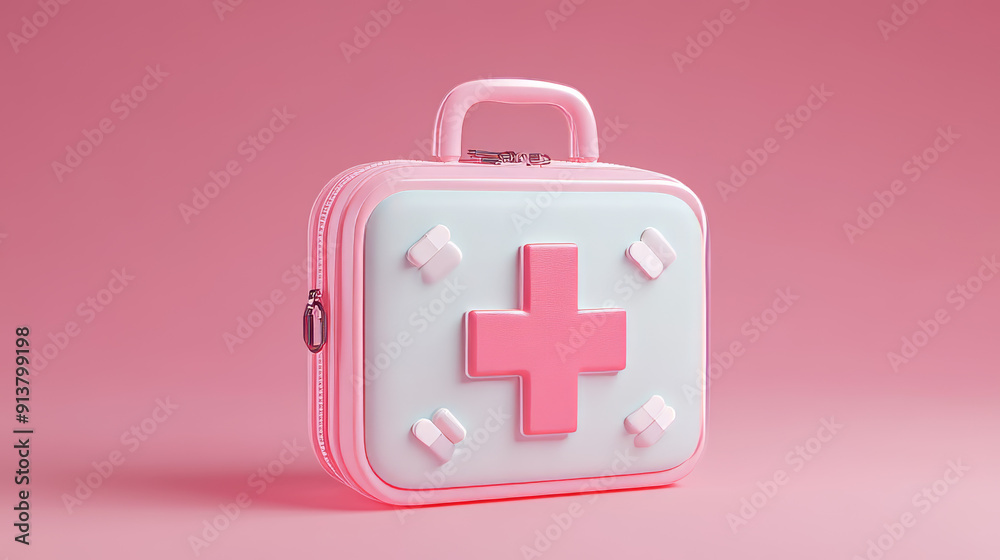 First aid kit with a plus sign. Medical supplies for emergencies, like vaccines, and a bag for safety in hospitals or ambulances. Medical pharmacy medicine. 3D medicine cure icon vector First aid kit with a plus sign. Medical supplies for emergencies, like vaccines, and a bag for safety in hospitals or ambulances. Medical pharmacy medicine. 3D medicine cure icon vector