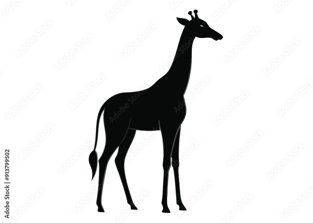 Obraz premium giraffe Silhouette on White Background 
