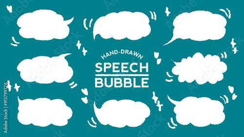Set of hand drawn style cute memo sticker. Variety abstract shapes of blue speech bubble. quote color frames blank with crayon draw. Chat box balloon cloud. Label tag collection vector for text