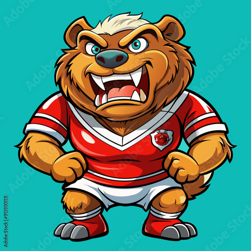 bear grizzly cartoon animal rugby mascot