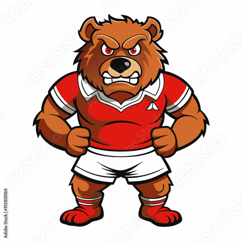 bear grizzly cartoon animal rugby mascot