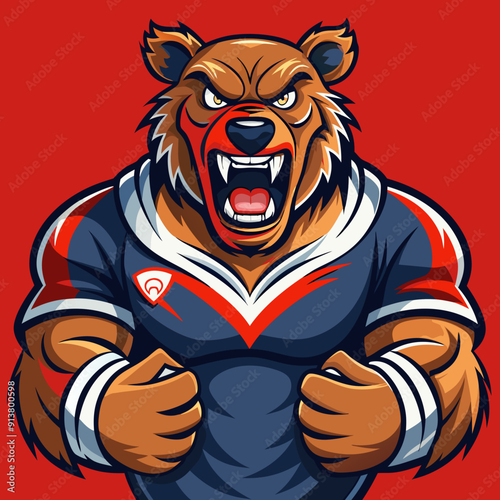 Obraz premium bear grizzly cartoon animal rugby mascot