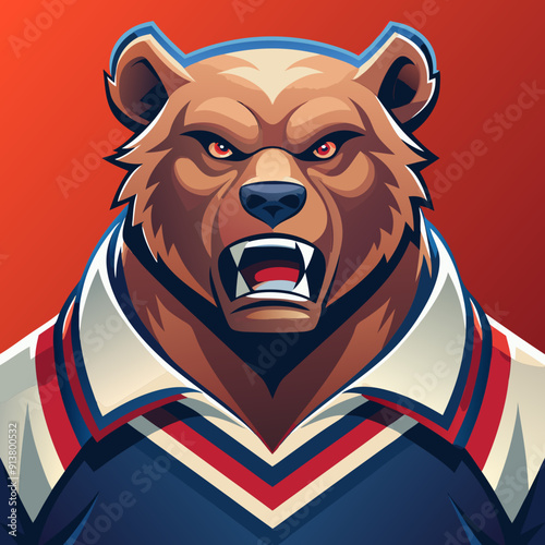 bear grizzly cartoon animal rugby mascot