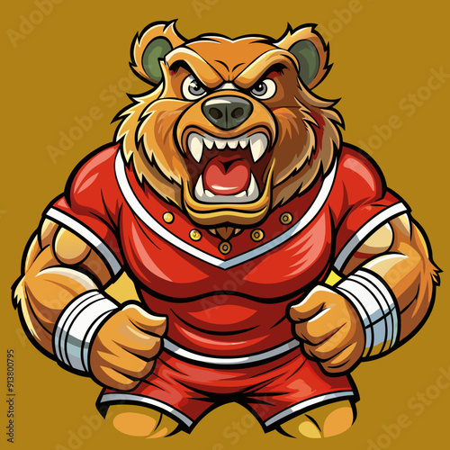 bear grizzly cartoon animal rugby mascot