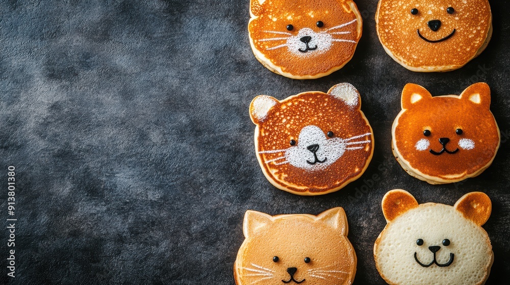 Animal Face Pancakes: Pancakes decorated to look like animal faces. Animal Face Pancakes: Pancakes decorated to look like animal faces.