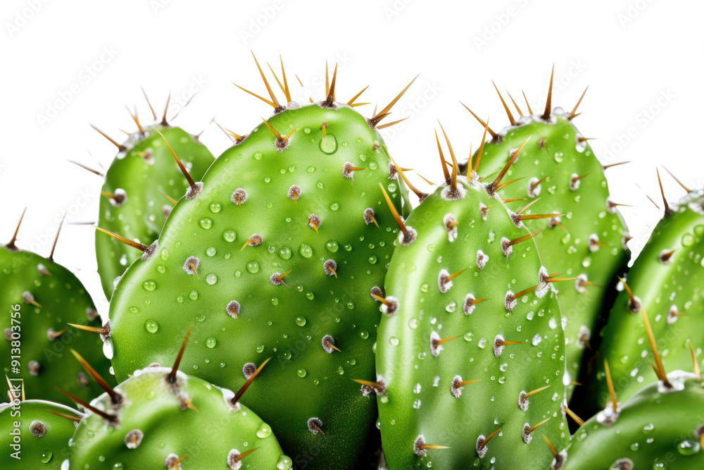 Opuntia cactus with bright green leaves isolated on white background. Opuntia cactus with bright green leaves isolated on white background.