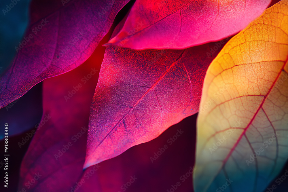Abstract Close-Up of Colorful Autumn Leaves with Artistic Blur Abstract Close-Up of Colorful Autumn Leaves with Artistic Blur