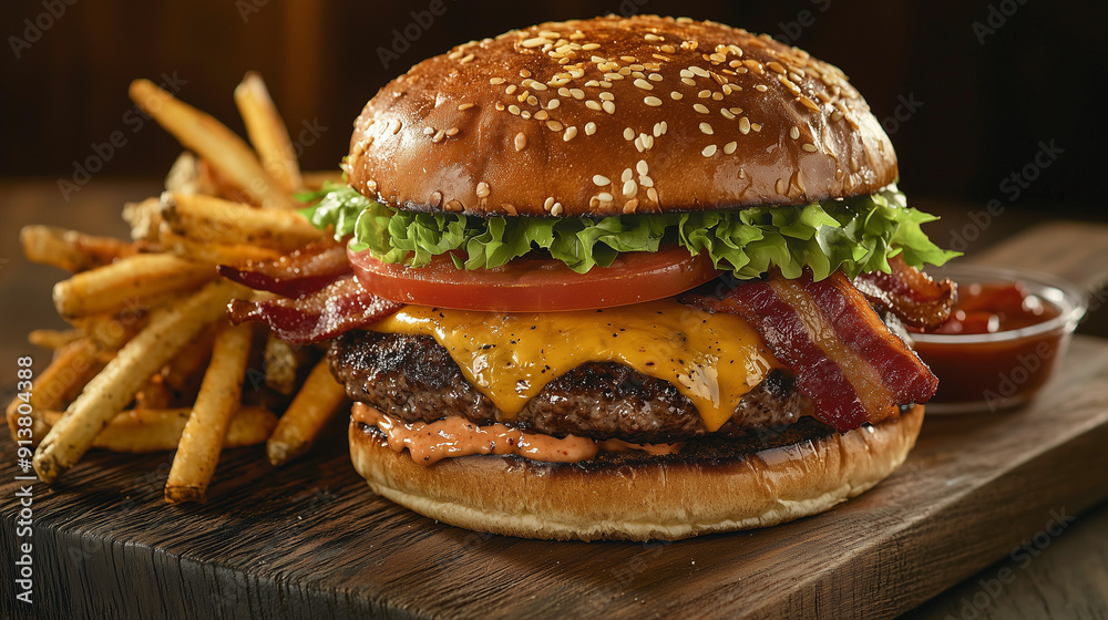 A juicy gourmet burger A juicy gourmet burger