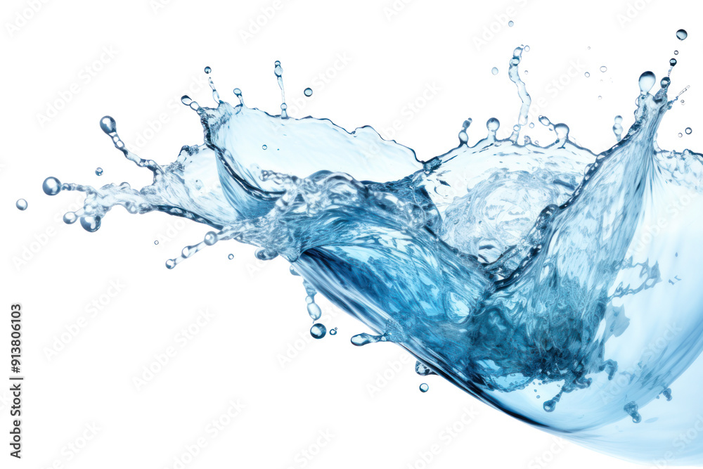 Obraz premium Fresh water splash creates a wave pattern, isolated on white background.