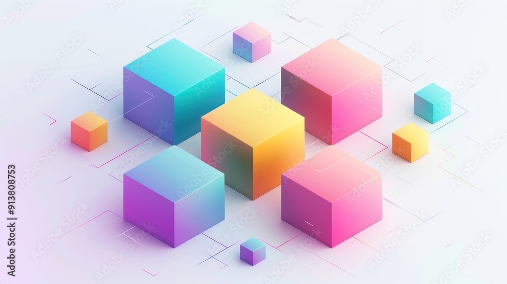 Obraz premium Abstract Colorful 3D Cubes Pattern