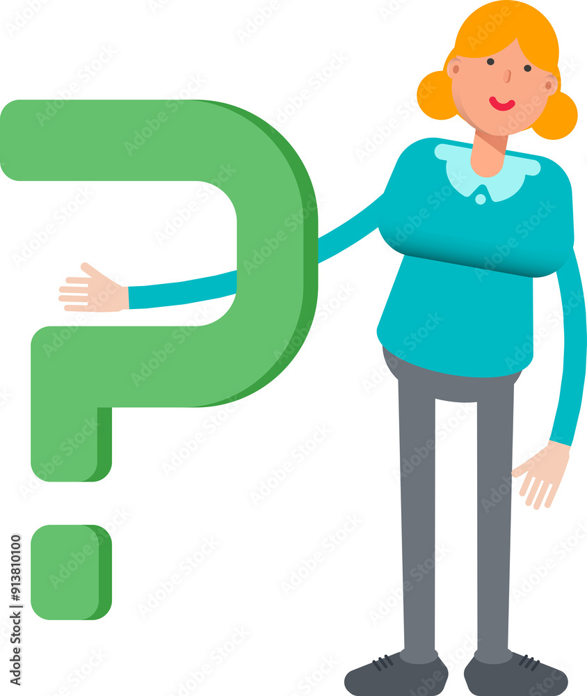 Girl Character and Question Mark
Girl Character and Question Mark