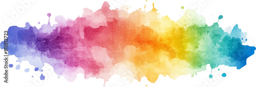 Colorful watercolor splash paint background vector illustration isolated on a white, rainbow colored, white background,