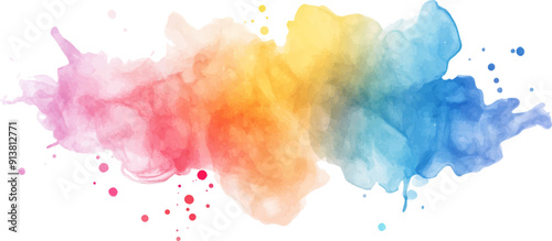 Colorful watercolor splash paint background vector illustration isolated on a white, rainbow colored, white background,