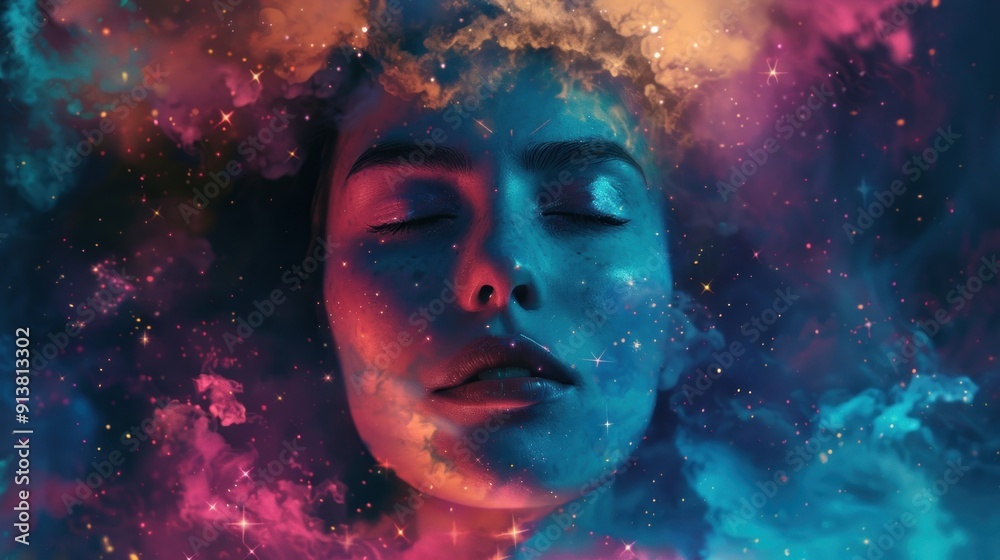 Mystical Portrait: A Dreamy Journey Through the Cosmos Mystical Portrait: A Dreamy Journey Through the Cosmos