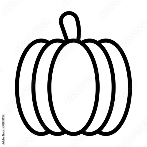 Pumpkin Vector Line Icon Design