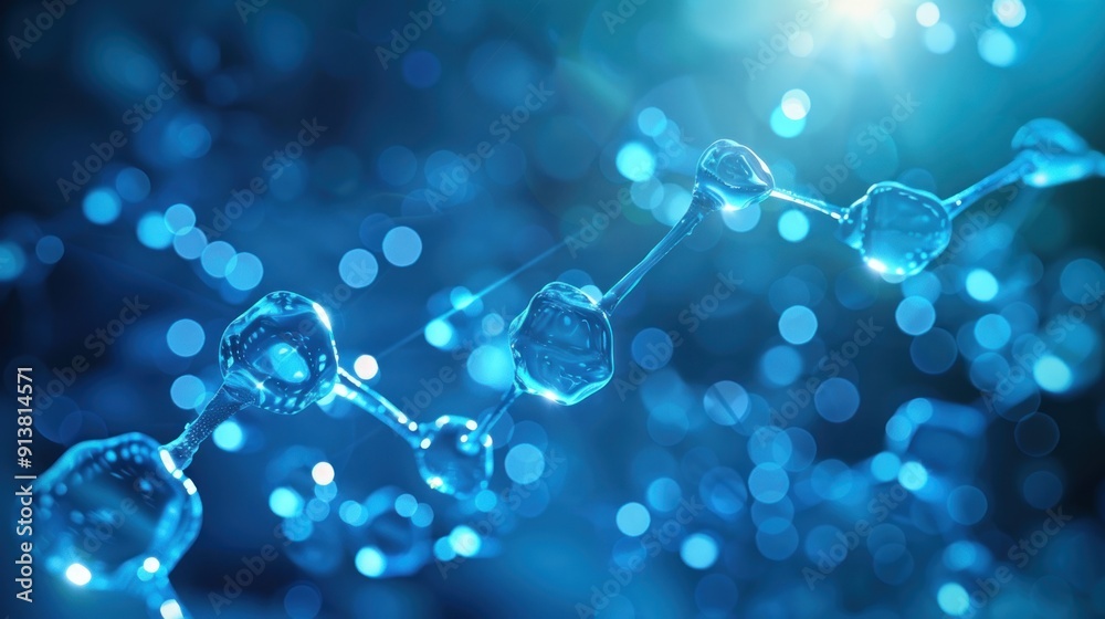 Abstract Molecular Structure with Blue Bokeh Abstract Molecular Structure with Blue Bokeh