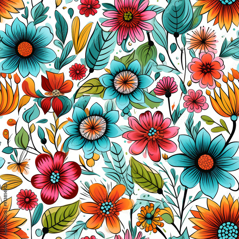 Multi-colored delicate flowers on a white background, seamless, pattern, fabric, tile, background, carpet, wallpaper, clothing, sarong, packaging, batik Multi-colored delicate flowers on a white background, seamless, pattern, fabric, tile, background, carpet, wallpaper, clothing, sarong, packaging, batik