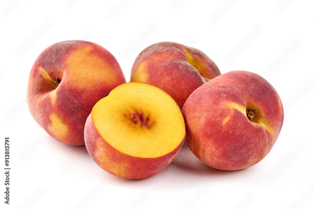 Fresh peaches, isolated on white background. Fresh peaches, isolated on white background.