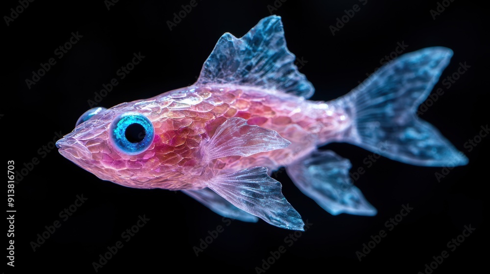 Fototapeta premium Vibrant Transparent Fish with Mesmerizing Eyes