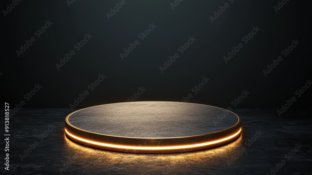 Obraz premium Glowing platform on dark background