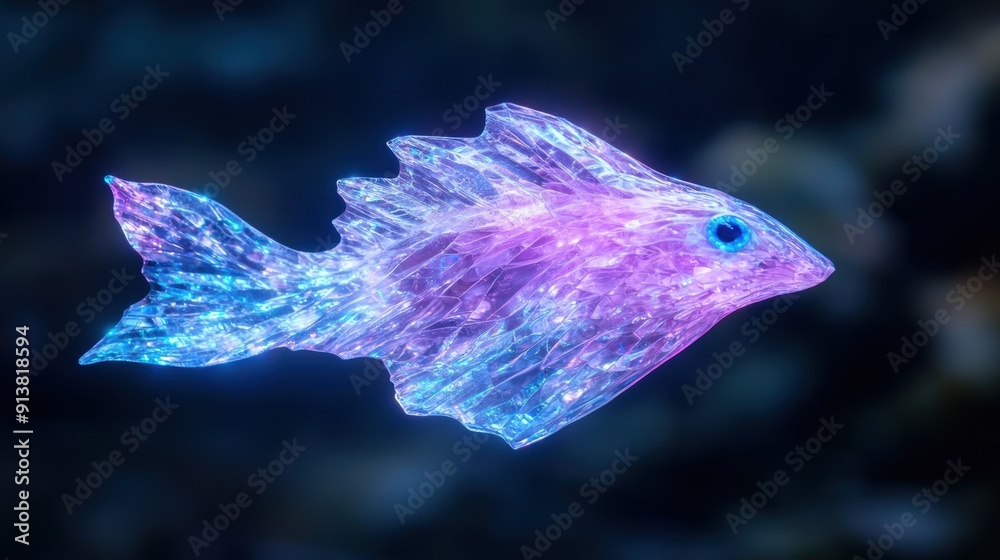 Fototapeta premium Glowing transparent fish with vibrant colors