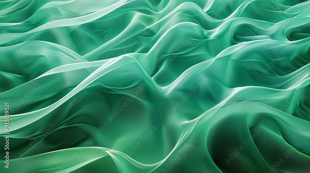Obraz premium Green wave abstract background, wave pattern, Minimal Texture background