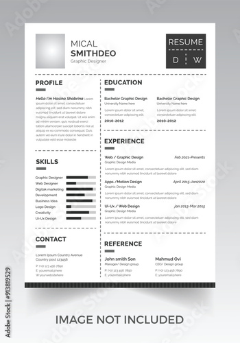 Professional resume business layout, Creative cv template vector minimalist