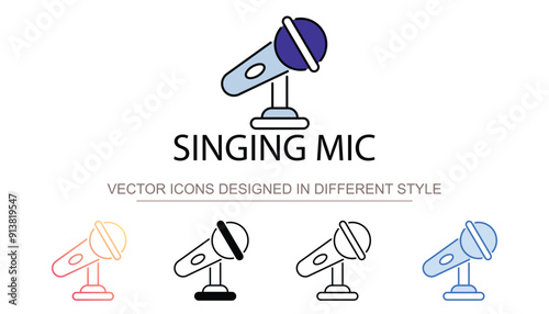 Singing Mic icon design with white background stock illustration