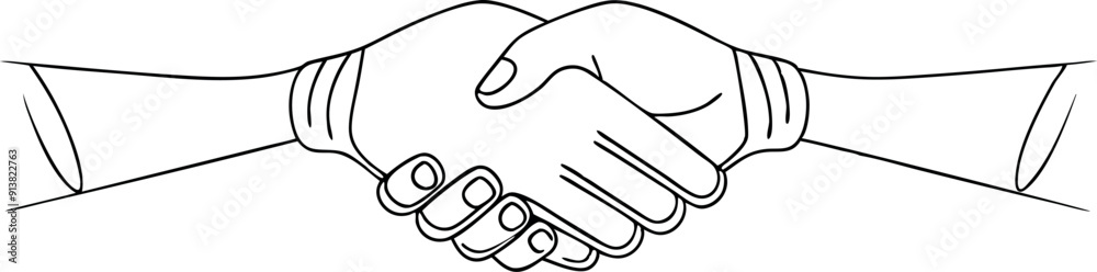 Business Handshake Outline On Dark Background Business Handshake Outline On Dark Background