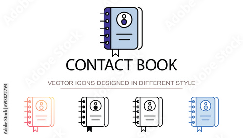 Contact Book icon design with white background stock illustration
