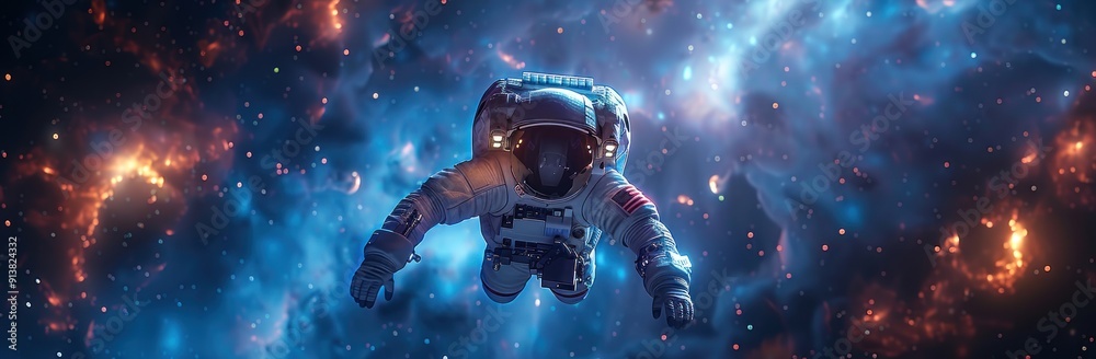 Astronaut Floating in a Starry Space Astronaut Floating in a Starry Space