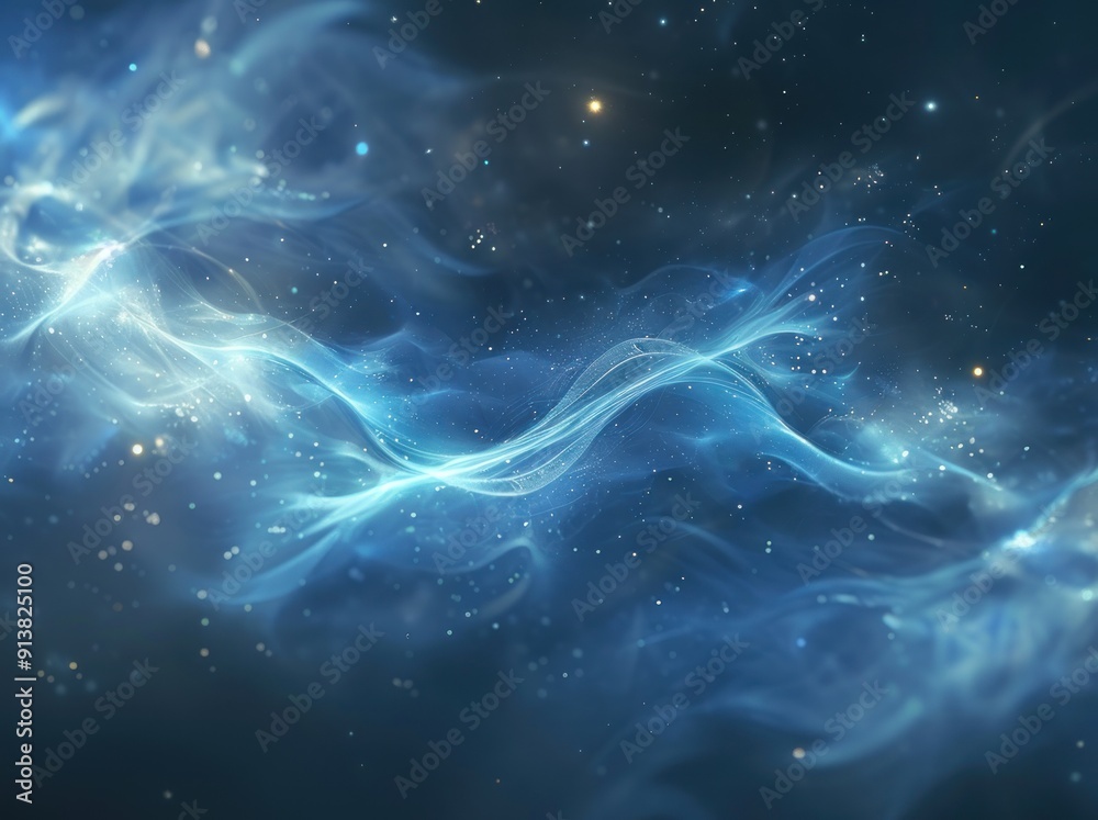 Abstract Blue Nebula with Glowing Stars Abstract Blue Nebula with Glowing Stars
