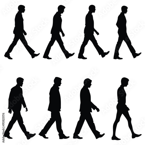Collection of Walking People Silhouettes