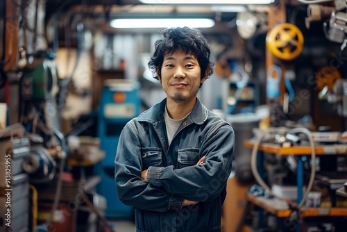 Confident Mechanic in his Workshop