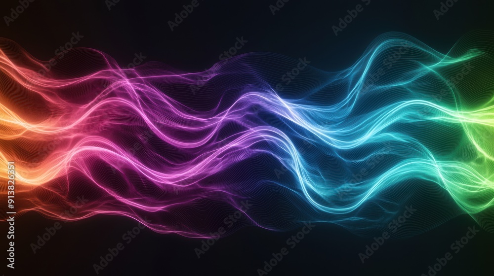 Vibrant abstract waves of colorful energy